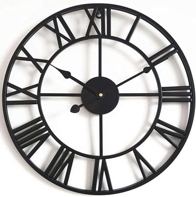 Metalen Buitenklok - Romeinse Cijfers - Tuin Terras - Waterdicht Smeedijzer - 60 cm Diameter - Klassiek Zwart