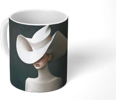 Mok - Koffiemok - Vrouw - Golvende - Hoed - Mokken - 350 ML - Beker - Koffiemokken - Theemok