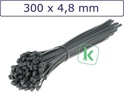 PRO-TIE® - Tyraps, kabelbinders 300 x 4,8 mm Zilvergrijs (Zak 100 stuks) (tiewrap/tyrap/tie-wrap/bundelbandje/colsonbandje/)