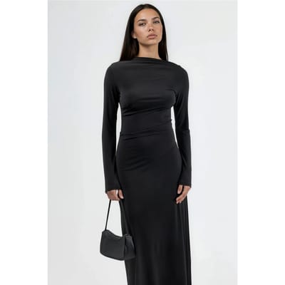 Strak maxi-jurk met drapeerdetail