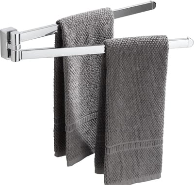Famanu – Handdoekenrek met 2 draaibare stangen, roestvrij staal, wandmontage voor badkamer en keuken