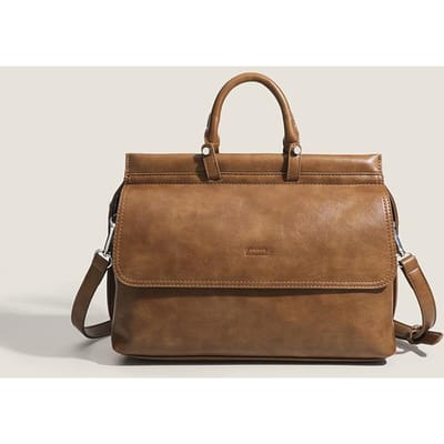Aktetas voor Dames, Europese en Amerikaanse Retro Postman Tas voor Werk, Pendeltas, Hoogwaardige Handgedragen Schouder Crossbody Tas brown