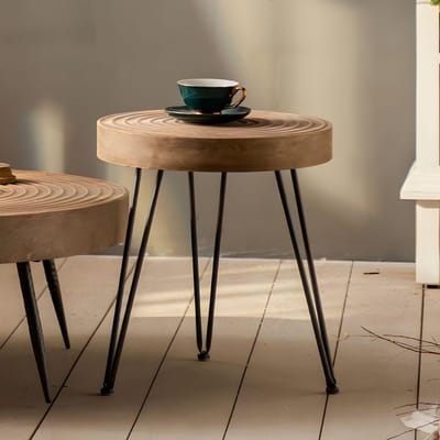 Ronde bijzettafel - Houten salontafel - Koffie cocktail - Rustieke stijl - 40cm diameter - Natuurlijk hout