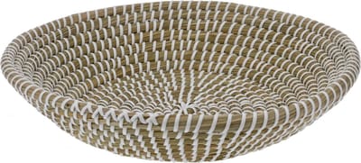 Excellent Houseware Fruitschaal Rattan - gevlochten riet - D30 x H6 cm - naturel - rond - opberg mandjes