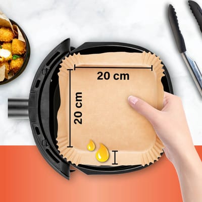 GOURMETmaxx bakpapier schalen voor friteuses met warme lucht 200-set 20x20x4,5cm bruin