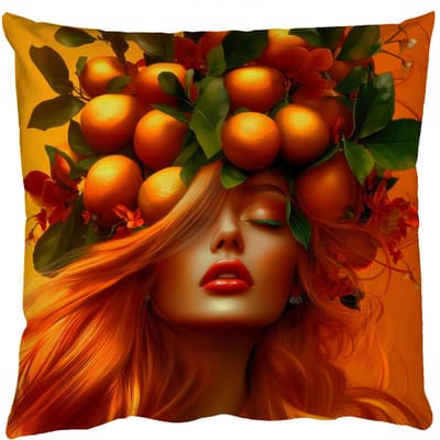 Sierkussens - Kussentjes Woonkamer - 50x50 cm - Vrouw - Citroenen - Bloesem - Geel