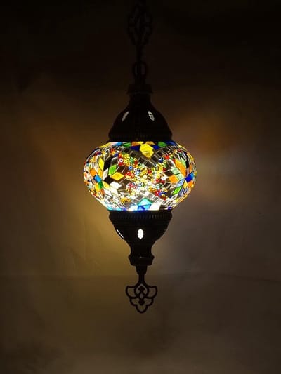 Oosterse lamp - hanglamp multicolour - 1 stuk - handgemaakt met mozaïek glas