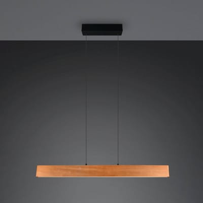 TRIO EDGEWOOD - Hanglamp - Houtkleurig - incl. 1x SMD 27 W - Sensor dimmer - 4-stappen TOUCH - Traploos instelbare lichtkleur - Verlichting omhoog en omlaag - Plafondbevestiging - Geheugenfunctie - Traploos in hoogte verstelbaar - FSC-certificaat