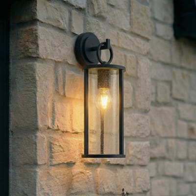 Lucande - Wandlamp buiten - 1licht - Aluminiumspuitgietwerk, glas - H: 45 cm - E27 - grafiet, transparant