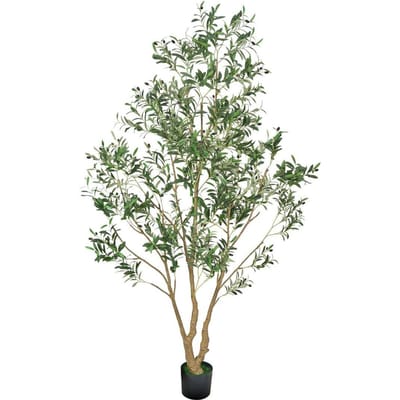 Arbre d'Olivier Artificiel 240cm Grande Plante Factice avec Pot pour Maison Bureau