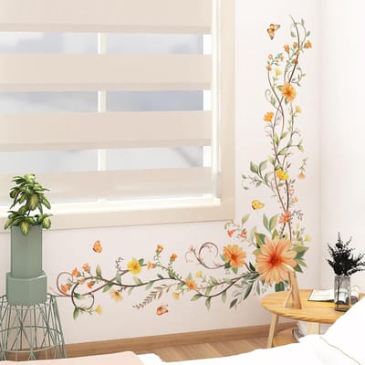 Dailygoods- Muurstickers Bloemen - Boho Muurstickers - Wanddecoratie Slaapkamer - Wanddecoratie Woonkamer - Zelfklevende Muurstickers - Waterdicht en Duurzaam