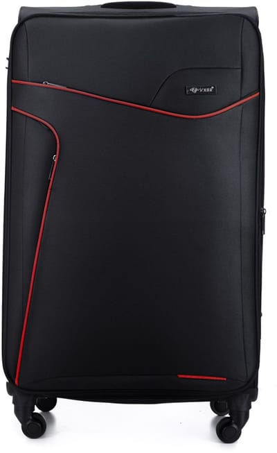 Solier STL1651 - Reiskoffer groot L - Softcase - Uitbreidbaar - 4 zwenkwielen - Zwart/Rood