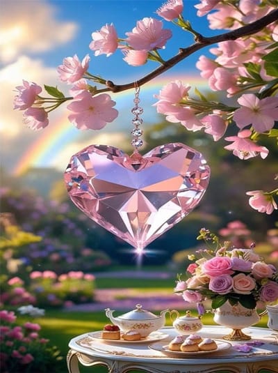 20x30cm Diamond Painting hart bloemen (rond) nr 376
