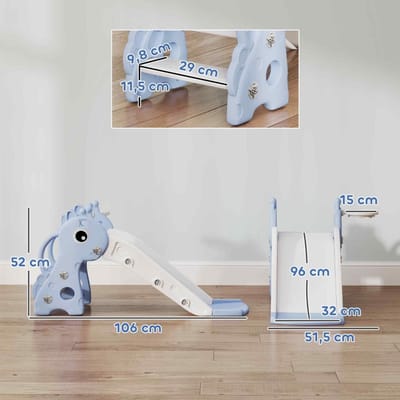 Glijbaan - Glijbaan peuter - Peuter Glijbaan 3-in-1 - Glijbaan, Klimrek & Basketbalring – Voor binnen en buiten - Blauw – Voor 1-3 Jaar