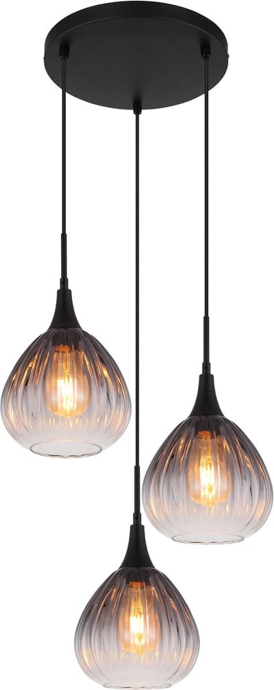 Globo - hanglamp - OLSEN - zwart - glas - Ø 44cm - E27 - 15887-3H