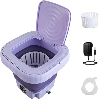 Draagbare Wasmachine - Mini Opvouwbaar - Hygiënisch Wassen - Centrifugedroger Functie - 12 Liter Capaciteit - Lila
