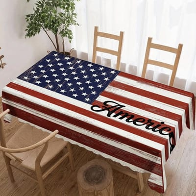 Amerikaanse Vlag Rechthoekige Tafelkleed voor Tafeldecoratie Feest Waterdicht Herbruikbaar Tafelkleed voor Tafel Keuken Eetkamer Terras 90x140cm