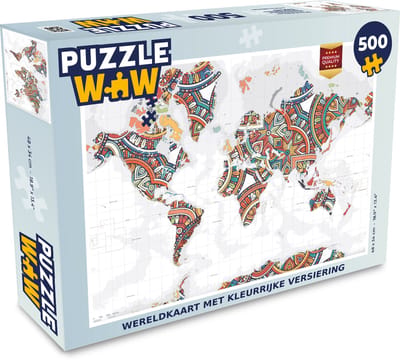 Puzzel Wereldkaart - Versiering - Kleurrijk - Legpuzzel - Puzzel 500 stukjes
