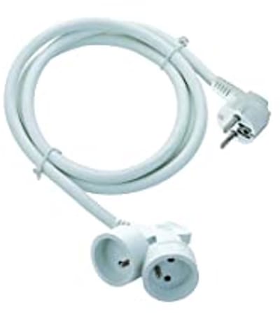 Verlengsnoer 3G15-3m dubbele kop wit - HO5VVF - extra lang