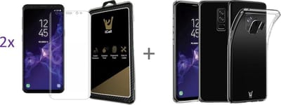 Hoesje geschikt voor Samsung Galaxy S9 - silicone gel ultra dun hoesje met 2x Glas PET Folie Screen Protector Transparant 0.2mm