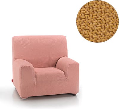 Belmarti® Fauteuilhoes Milan 70cm tot 110cm breed Geel - Premium bi-stretch stof - horizontaal en verticaal rekbaar - antistatisch en ademend katoen