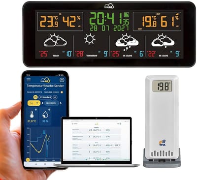 Draadloos Weerstation met Professionele 4-Dagen Verwachting via Wifi en Kleurendisplay