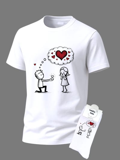 Valentijns cadeau - Aanzoek - Giftset - Vrijgezellenfeest - Shirt - T-shirt Liefde - Cadeau set shirt met sokken - Grappig cadeau voor vrouw en man - Trouwen - T-shirt voor dames en heren met tekst - Maat S