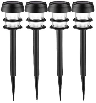 Livarno Home 4 Stuks LED Solarlampen - Zwart - 7.5 x 7.5 x 37 cm