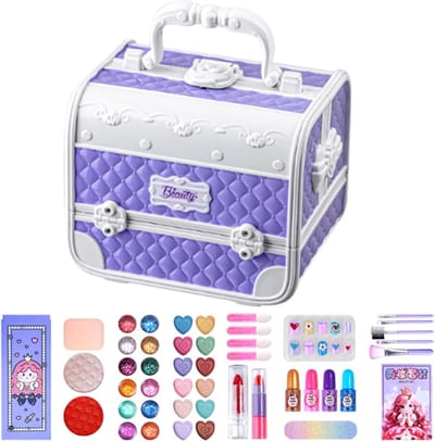 Make-up Speelgoed - Kinderspeelgoed - Fantasie Spel - Wasbaar en Draagbaar - 43 Delig - Paars