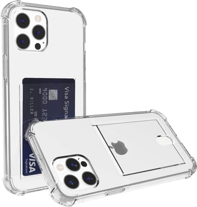 Transparant Dun TPU Hoesje met Pasjeshouder Geschikt voor Apple iPhone 12 Pro Max | Back Cover | Schokbestendig | Ultra Dun | Kaarthouder Achterkant | Shockproof | Doorzichtig
