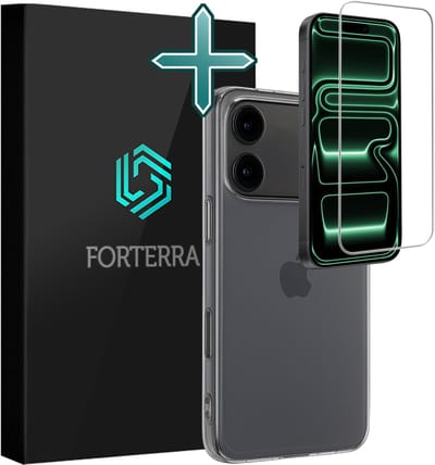 Hoesje Met Screenprotector - Geschikt voor Apple iPhone 17 Pro - Sterk & Shockproof - Telefoon Hoes - Back Cover - Siliconen Case - Transparant