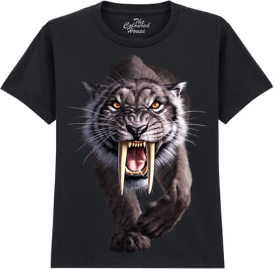 KIDS Sabeltand Tijger Black Sabertooth The Coloured House KIDS T-shirt XL