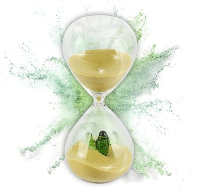 Dailygoods - Zandloper van glas - Decoratieve zandloper - 15 minuten - Groen - Moderne zandloper - Perfect voor interieur - Uniek design