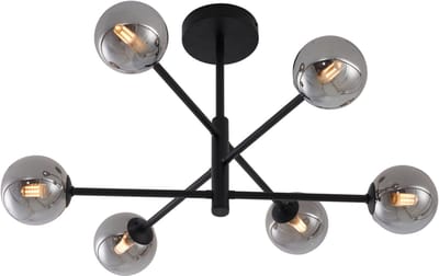 QAZQA ryan - Moderne Plafondlamp - 6 lichts - L 62 cm - Zwart - Woonkamer | Slaapkamer | Keuken