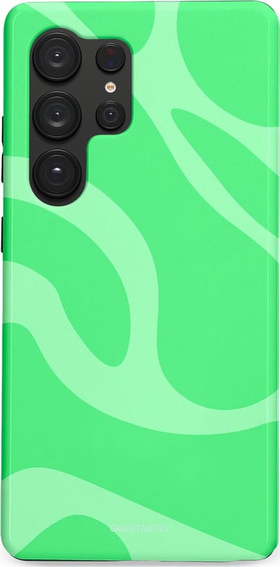 Casetastic hoesje geschikt voor Samsung Galaxy S25 Ultra - Dubbellaagse bescherming - Limoen Groene Vloeiende Golven - Fashion Case - Groen