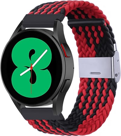 By Qubix - Braided nylon bandje - Rood / zwart - Geschikt voor Xiaomi Mi Watch / Geschikt voor Xiaomi Watch 2 / Geschikt voor Xiaomi Watch S1 / S2 / S3 / S4 (47mm)