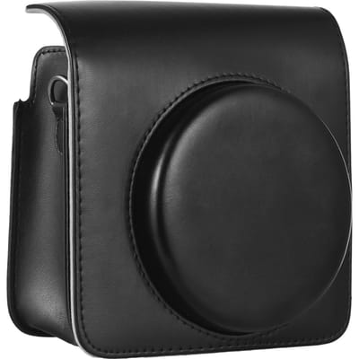 Étui de rangement pour appareil photo instantané, sac pour appareil photo, boucle magnétique en cuir PU avec bandoulière Compatible noir