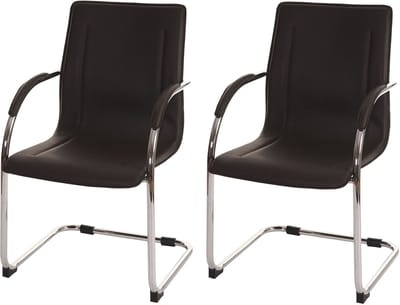 Set van 2 eetkamerstoelen Samara, vrijdragende keukenstoel fauteuil stoel, staal ~ bruin