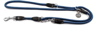 lionto verstelbare hondenriem 200 cm, weerbestendig nylon blauw