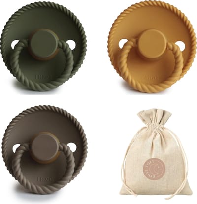 FRIGG ROPE T1 - Olive, Honey Gold, Portobello + Bolletoet speenzakje - 0-6 maanden