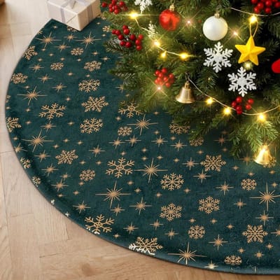 Kerstboomrok van 40 cm van luxe fluweel, ronde kerstboomdeken voor winterse decoratie, perfect voor huiselijke kerstversiering in het groen