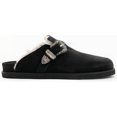 AllSaints Carlo Shearling Mule Black Maat: 43 | Muiltjes Outlet | Heren | Zwart