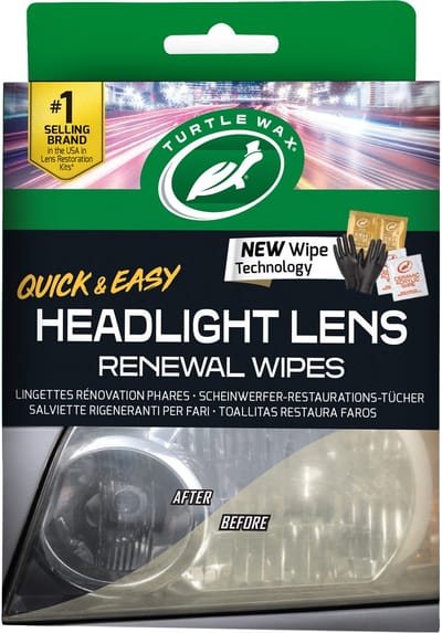 Turtle Wax Headlight Lens Renewal Wipes - Verwijdert oxidatie, vergeling en waas - In slechts twee eenvoudige stappen - Verbeterde zichtbaarheid