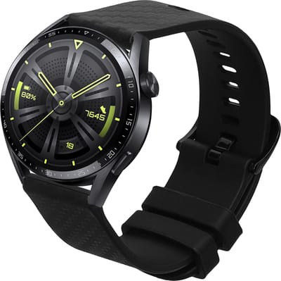 kwmobile Sporthorloge bandje geschikt voor Huawei Watch GT3 Pro 46mm / GT3 46mm / GT 42mm 46mm horlogeband - Siliconen smartwatch band met carbon print in zwart