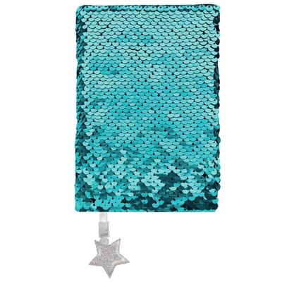Notitieboekje A6 keerbare pailletjes blauw/lila