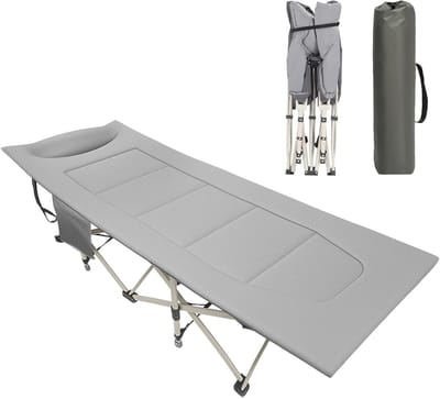 Campingbed Veldbed - Inklapbaar Ledikant - Buiten Ontspannen - Robuust Frame - 190x68x40 cm - Zwart
