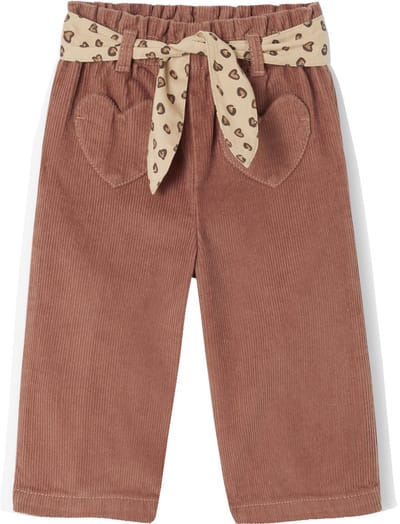 Vertbaudet Babybroek van ribfluweel met "luipaard" riem om te knopen