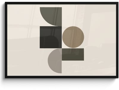 Poster in lijst - Fotolijst 120x80 cm - Posters - Aardetinten - Abstracte compositie - Eenvoudige vormen - Posterlijst zwart - Decoratie - Wanddecoratie woonkamer - Muurdecoratie slaapkamer