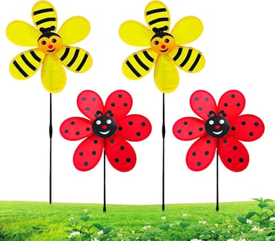 Tuin Wind Spinners - Decoratieve Molen - Buiten Decoratie - Weerbestendige ABS - 30x67 cm - Rood Geel