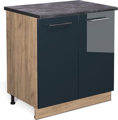 Vicco Fame-Line Keukenonderkast – 80 cm met legplank, WB Antraciet Donkerblauw hoogglans
